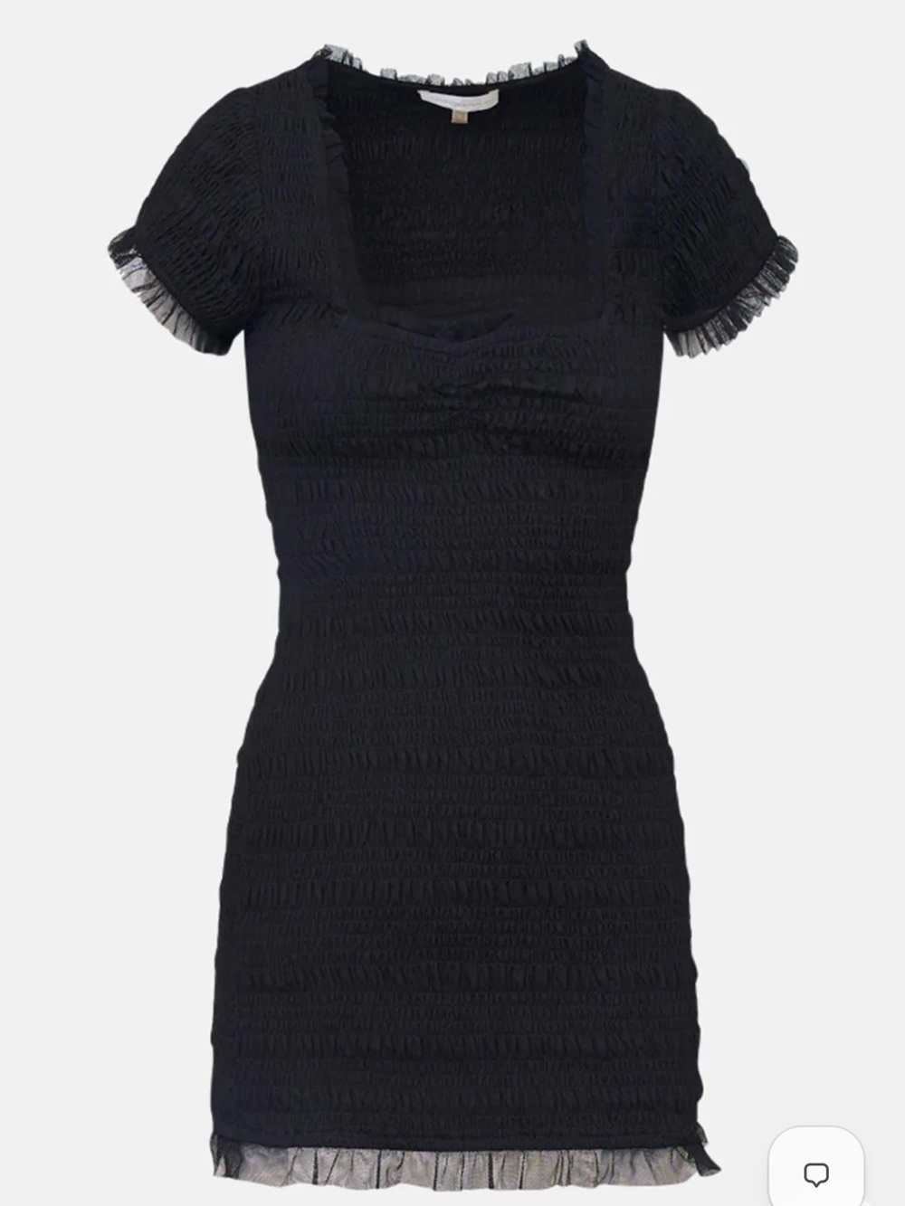 Black Smocked Short Sleeve Women's Dress